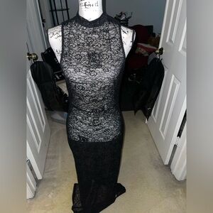 AKIRA Black Silver Bodycon Cocktail Dress